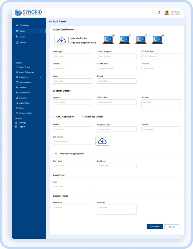 Syngrid Asset Management Dashboard